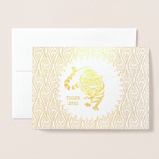 Gouden Jaar van de Tijger Verjaardag met Chinees R Folie Kaarten (Voorkant met envelop)