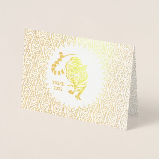 Gouden Jaar van de Tijger Verjaardag met Chinees R Folie Kaarten (Voorkant)