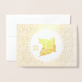 Gouden Jaar van de Verjaardag van de Hond met Chin Folie Kaarten (Voorkant met envelop)