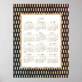Gouden Jaarlijkse 2017 Agenda Poster Zwart 45x60cm
