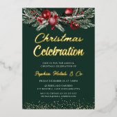 Gouden jaarlijkse Kerstmis Gala Feest Viering Goud Folie Uitnodiging (Voorkant)