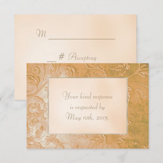 Gouden Jade Herfst Bloemen Border Wedding RSVP (Voorkant / Achterkant)