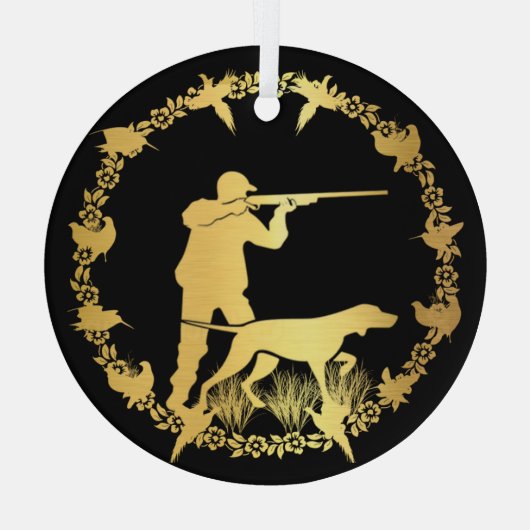 Gouden jager glas ornament (Achterkant)