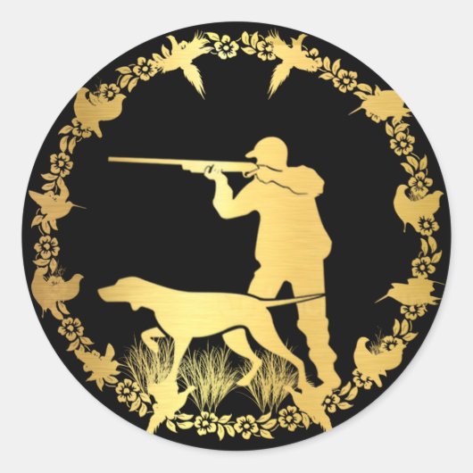 Gouden jager ronde sticker (Voorkant)