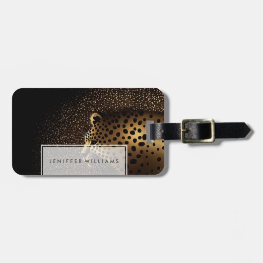Gouden Jaguar Patroon Bagagelabel (Voorkant horizontaal)