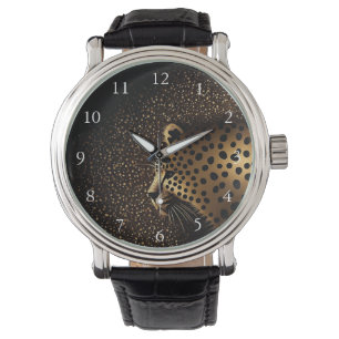 Gouden Jaguar Patroon Horloge