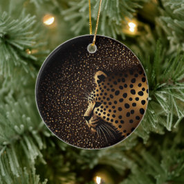 Gouden Jaguar Patroon Keramisch Ornament