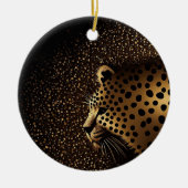 Gouden Jaguar Patroon Keramisch Ornament (Voorkant)