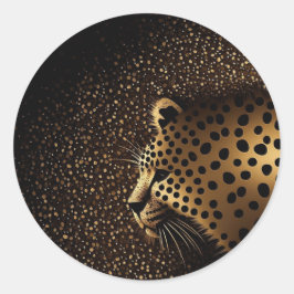 Gouden Jaguar Patroon Ronde Sticker