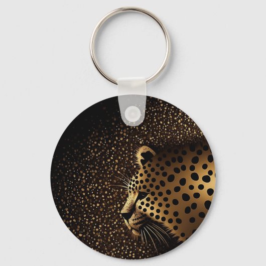 Gouden Jaguar Patroon Sleutelhanger (Voorkant)