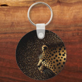 Gouden Jaguar Patroon Sleutelhanger (Voorkant)