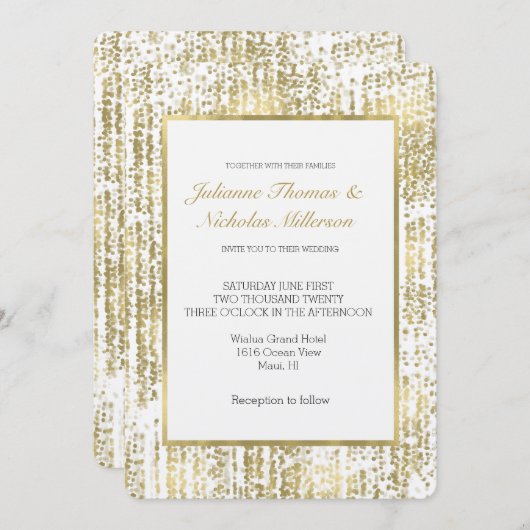 Gouden Jewel Bokeh Abstracte bruiloft Kaart (Voorkant / Achterkant)