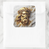 Gouden Jezus Een Goddelijke Aanwezigheid in Marmer Vierkante Sticker (Tas)