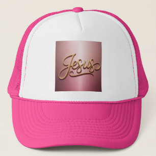 Gouden Jezus-script roze Trucker Pet