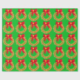Gouden Jingle Bells Krans Green Wrapping Paper Cadeaupapier