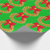 Gouden Jingle Bells Krans Green Wrapping Paper Cadeaupapier (Hoek)