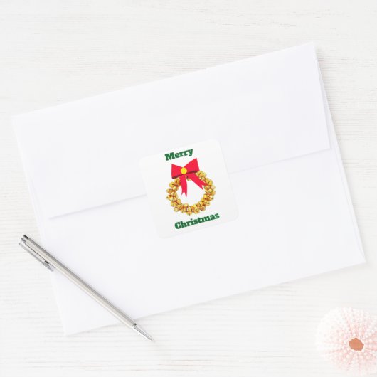 Gouden Jingle Bells Krans Stickers (Envelop)