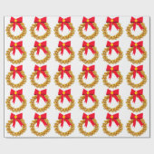 Gouden Jingle Bells Krans White Wrapping Paper Cadeaupapier (Vlak)