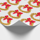 Gouden Jingle Bells Krans White Wrapping Paper Cadeaupapier (Hoek)