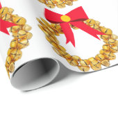 Gouden Jingle Bells Krans White Wrapping Paper Cadeaupapier (Rol Hoek)