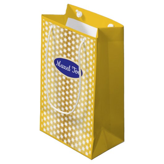 Gouden Joodse Ster "Mazel Tov" Kleine Geschenktas Klein Cadeauzakje (Voorkant Gekanteld)