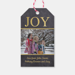Gouden Joy Chalk Board Kerstmis Fotovakantie Cadeaulabel