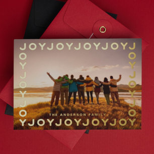 Gouden Joy Joy Joy Lijst FOTO Kerstmis Folie Feestdagenkaart