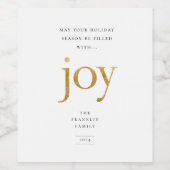 Gouden Joy Modern Kerstmis Wijn Etiket (Enkel label)
