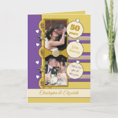 Gouden Jubileum 50 jaar gouden en paarse foto Kaart (Voorkant)