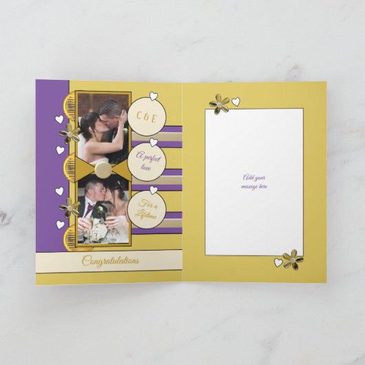 Gouden Jubileum 50 jaar gouden en paarse foto Kaart (Binnen)