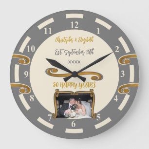 Gouden jubileum 50 jaar voeg namen foto grijs toe grote klok