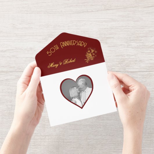 Gouden Jubileum - Bourgogne en Goud All In One Uitnodiging (Opening)