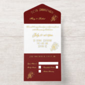 Gouden Jubileum - Bourgogne en Goud All In One Uitnodiging (Binnenkant)