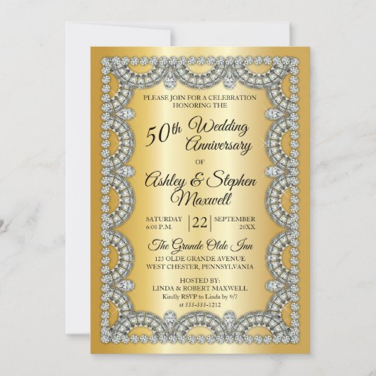 Gouden Jubileum Diamanten 50ste Huwelijksverjaarda Kaart (Voorkant)