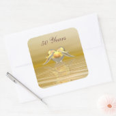 Gouden Jubileum Dolfijnen en Hart Vierkante Sticker (Envelop)