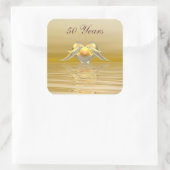 Gouden Jubileum Dolfijnen en Hart Vierkante Sticker (Tas)