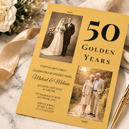 Gouden Jubileum Foto Tijdlijn Elegant Goud Kaart