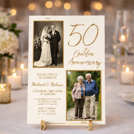 Gouden Jubileum Foto Tijdlijn Elegant Kaart