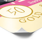 Gouden jubileum gepersonaliseerde namen roze foto afdruk (Hoek)