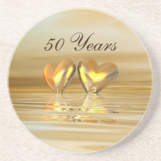 Gouden Jubileum Harten Zandsteen Onderzetter (Voorkant)