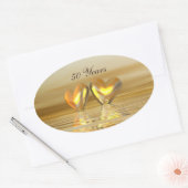 Gouden Jubileum Hartjes Ovale Sticker (Envelop)
