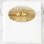 Gouden Jubileum Hartjes Ovale Sticker (Tas)