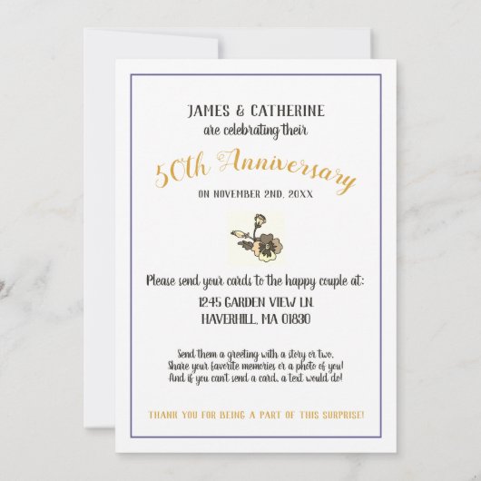 Gouden Jubileum Kaartenshowers met Foto Kaart (Achterkant)