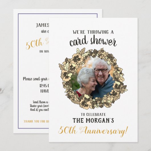 Gouden Jubileum Kaartenshowers met Foto Kaart (Voorkant / Achterkant)