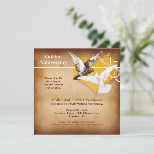 gouden jubileum uitnodiging (Staand voorkant)