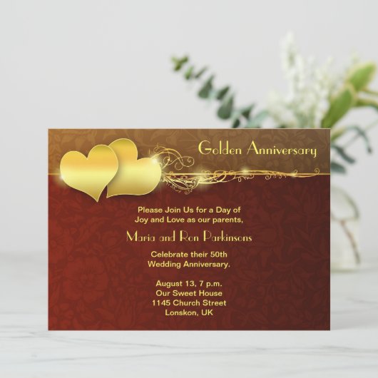 gouden jubileum uitnodiging (Staand voorkant)