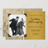 Gouden jubileum uitnodiging Damast (Voorkant / Achterkant)