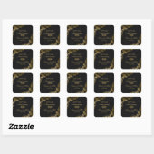 Gouden Jubileum- Zwarte Damast Gouden Krullen Vierkante Sticker (Vel)
