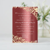 Gouden Jungle Bordeaux Elegante Bruiloft Verjaarda Kaart (Staand voorkant)