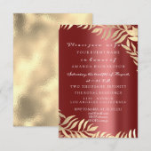 Gouden Jungle Bordeaux Elegante Bruiloft Verjaarda Kaart (Voorkant / Achterkant)